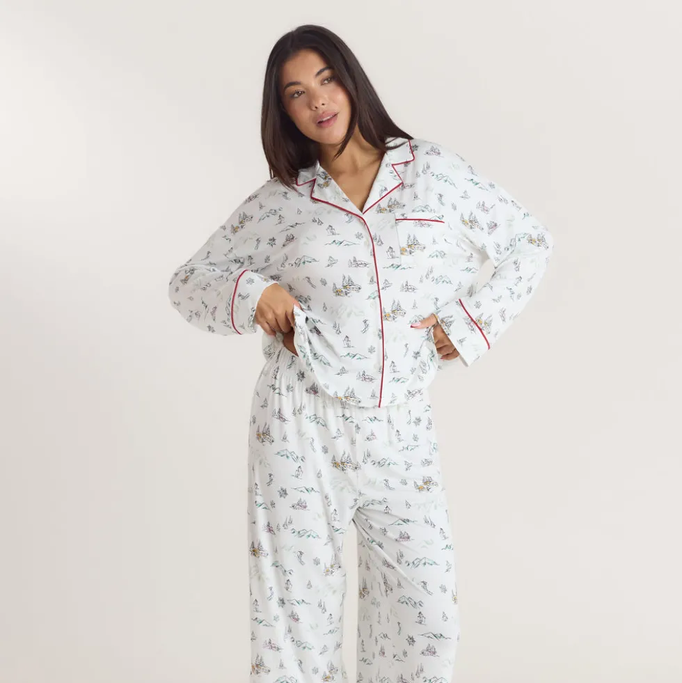 Alpine Dreams Pyjamahemd - Ski Muster