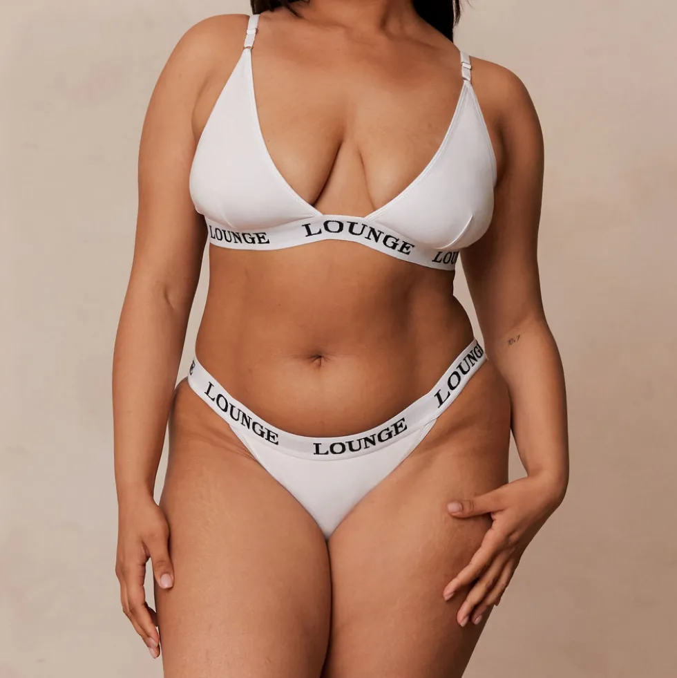 Bamboo Triangle BH und String/Slip Set - Ganz Weiß