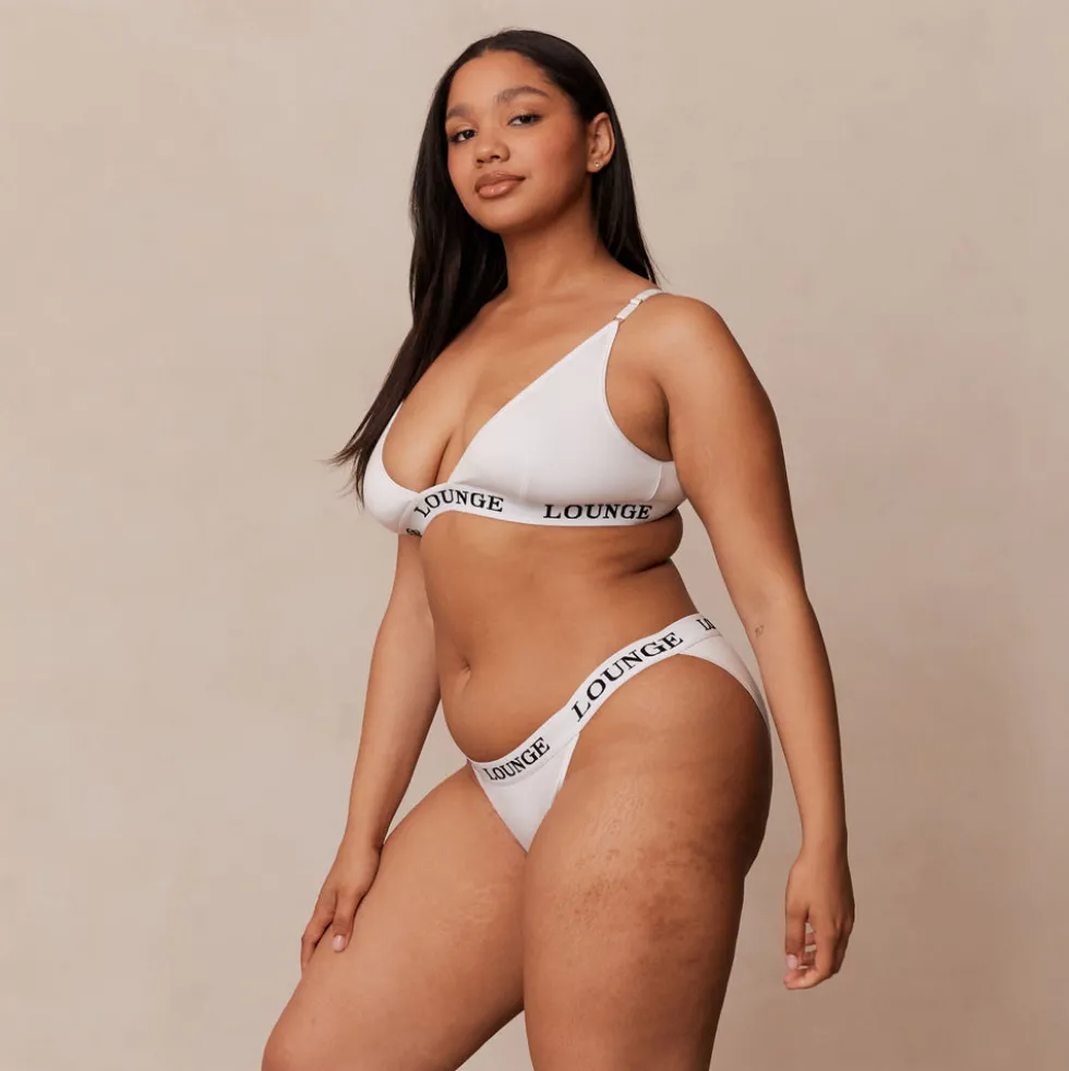 Bamboo Triangle BH und String/Slip Set - Ganz Weiß