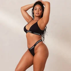 Bamboo Triangle BH und String/Slip Set - Ganz Schwarz