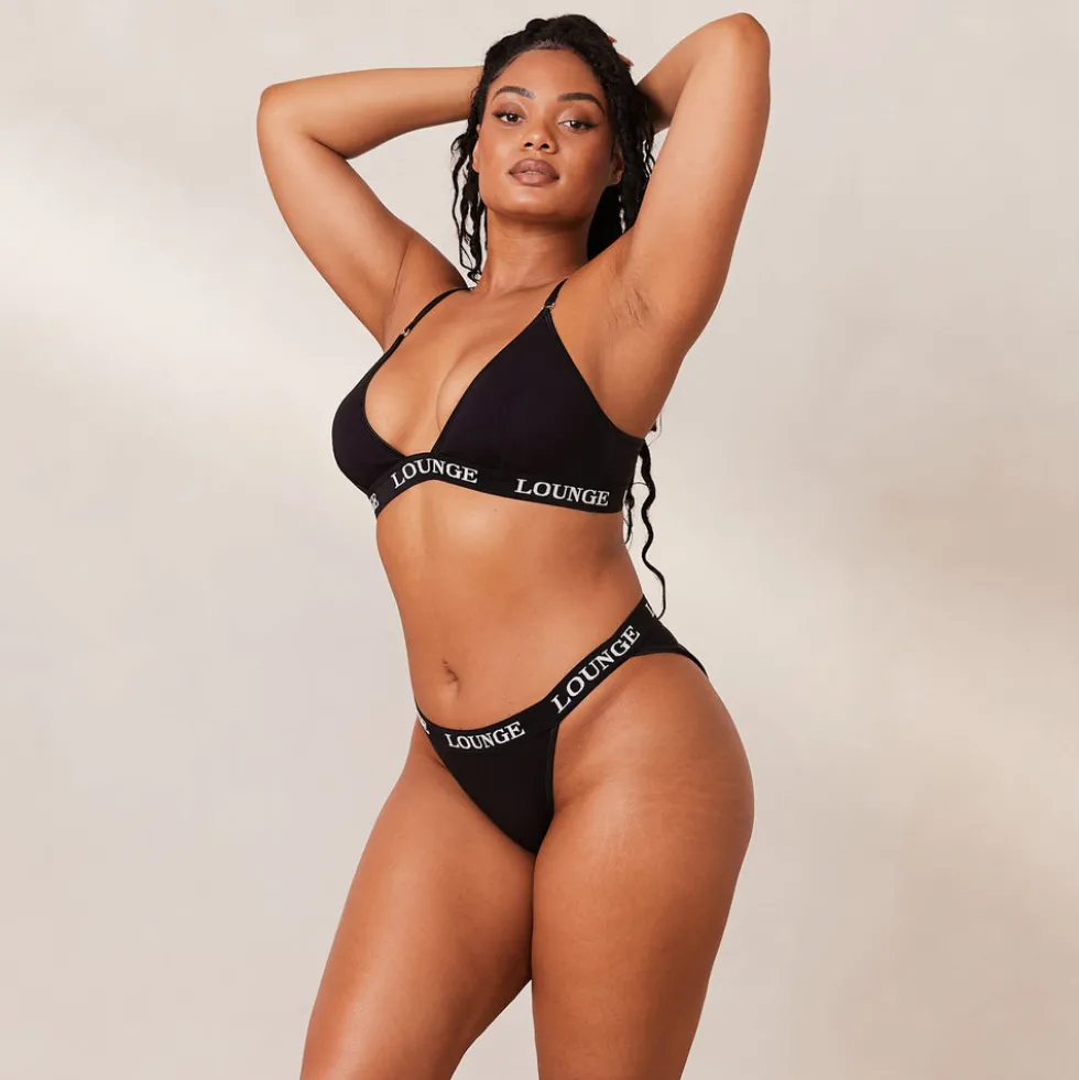 Bamboo Triangle BH und String/Slip Set - Ganz Schwarz