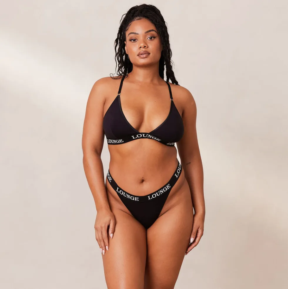 Bamboo Triangle BH und String/Slip Set - Ganz Schwarz