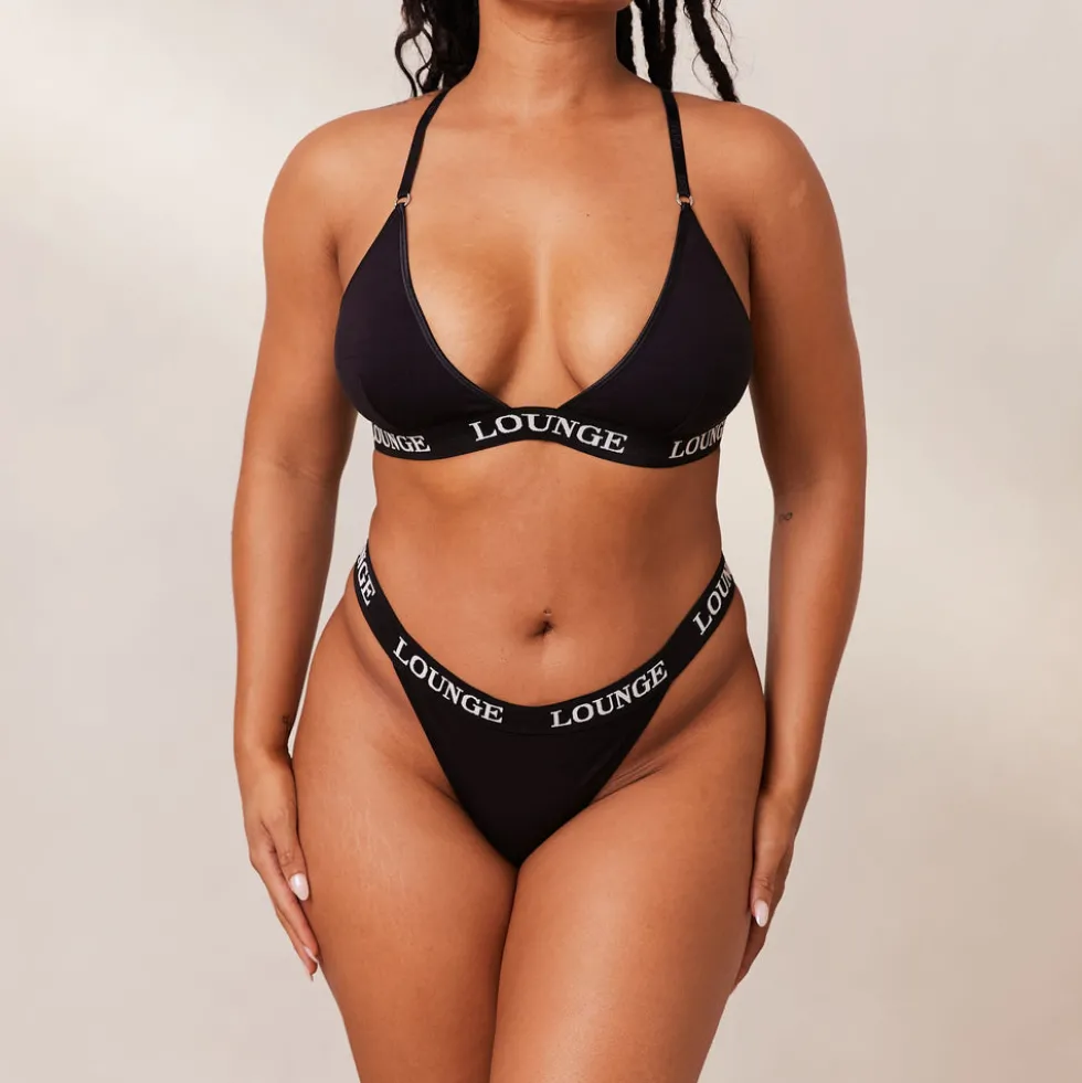 Bamboo Triangle BH und String/Slip Set - Ganz Schwarz