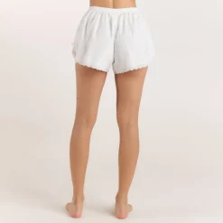 Baumwoll Pyjama Shorts - Weiß