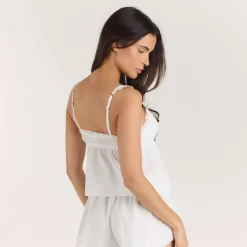 Baumwoll Pyjama-Camisole - Weiß