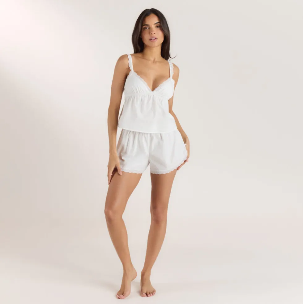 Baumwoll Pyjama-Camisole - Weiß