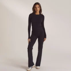 Baumwoll-Langarmshirt - Schwarz