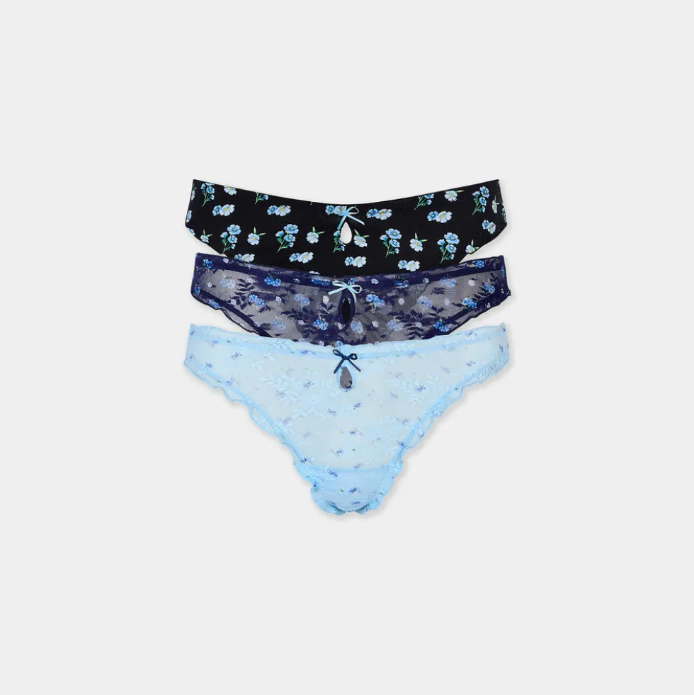 Bedruckte Strings (3er-Pack) - Blau-Druck