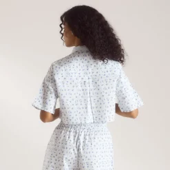 Bloom & Stripe Kurzärmeliges Pyjamahemd - Blau
