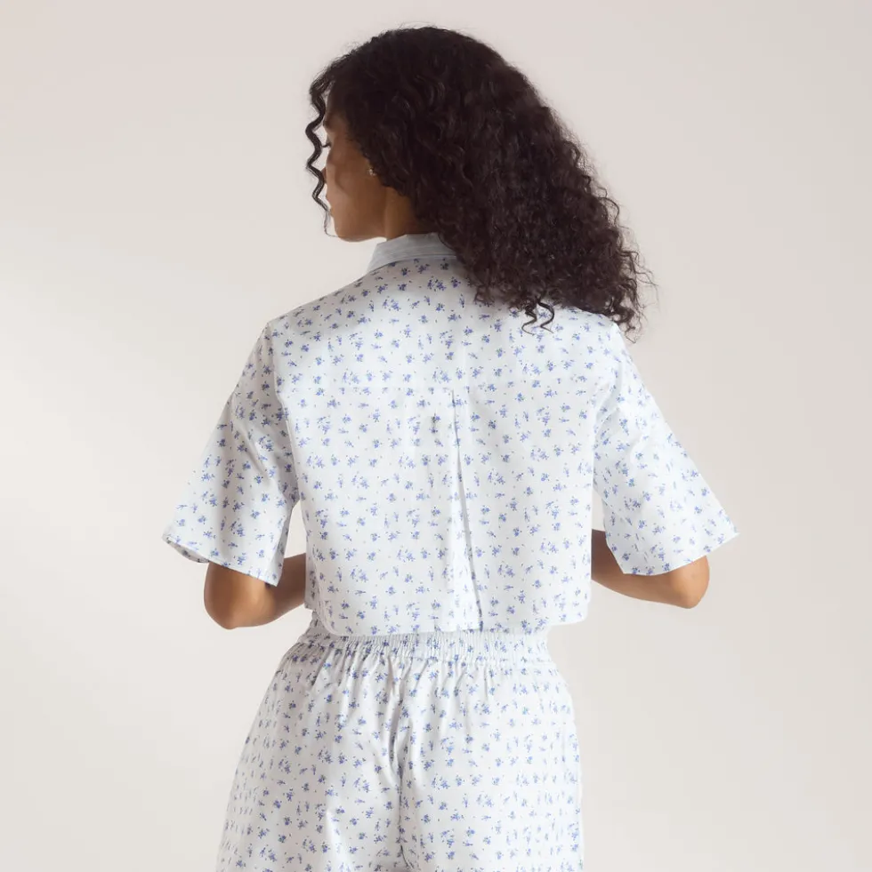 Bloom & Stripe Kurzärmeliges Pyjamahemd - Blau