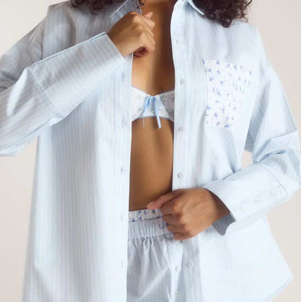 Bloom & Stripe Pyjamahemd - Blau
