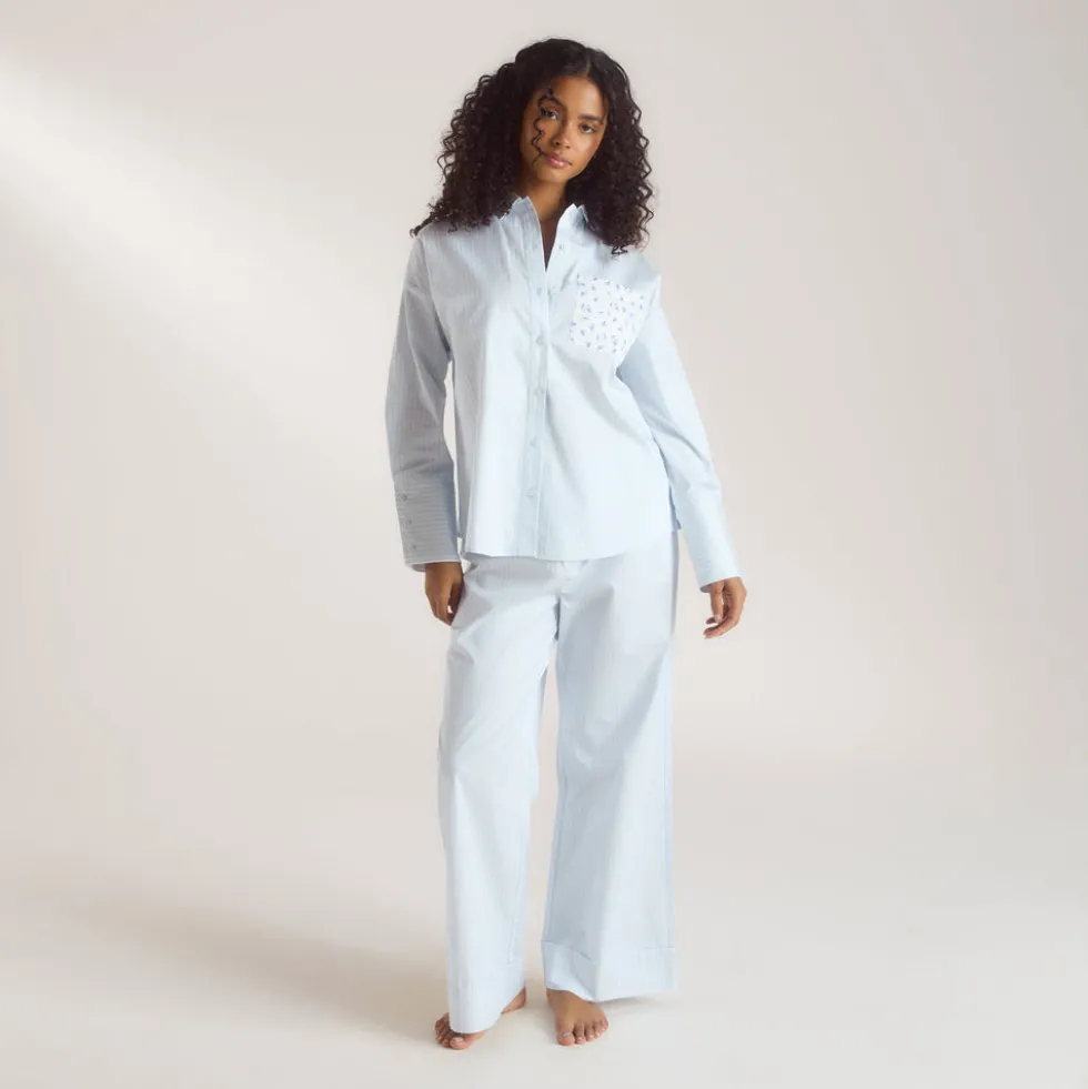 Bloom & Stripe Pyjamahemd - Blau