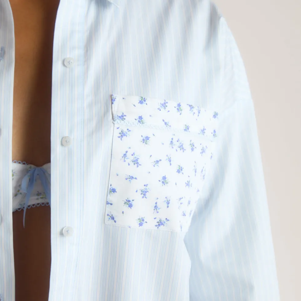 Bloom & Stripe Pyjamahemd - Blau