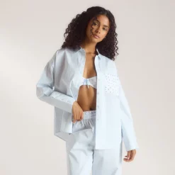 Bloom & Stripe Pyjamahemd - Blau
