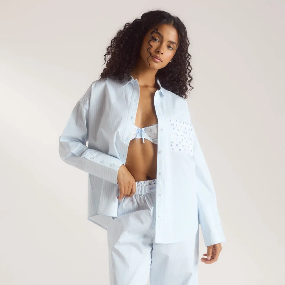 Bloom & Stripe Pyjamahemd - Blau