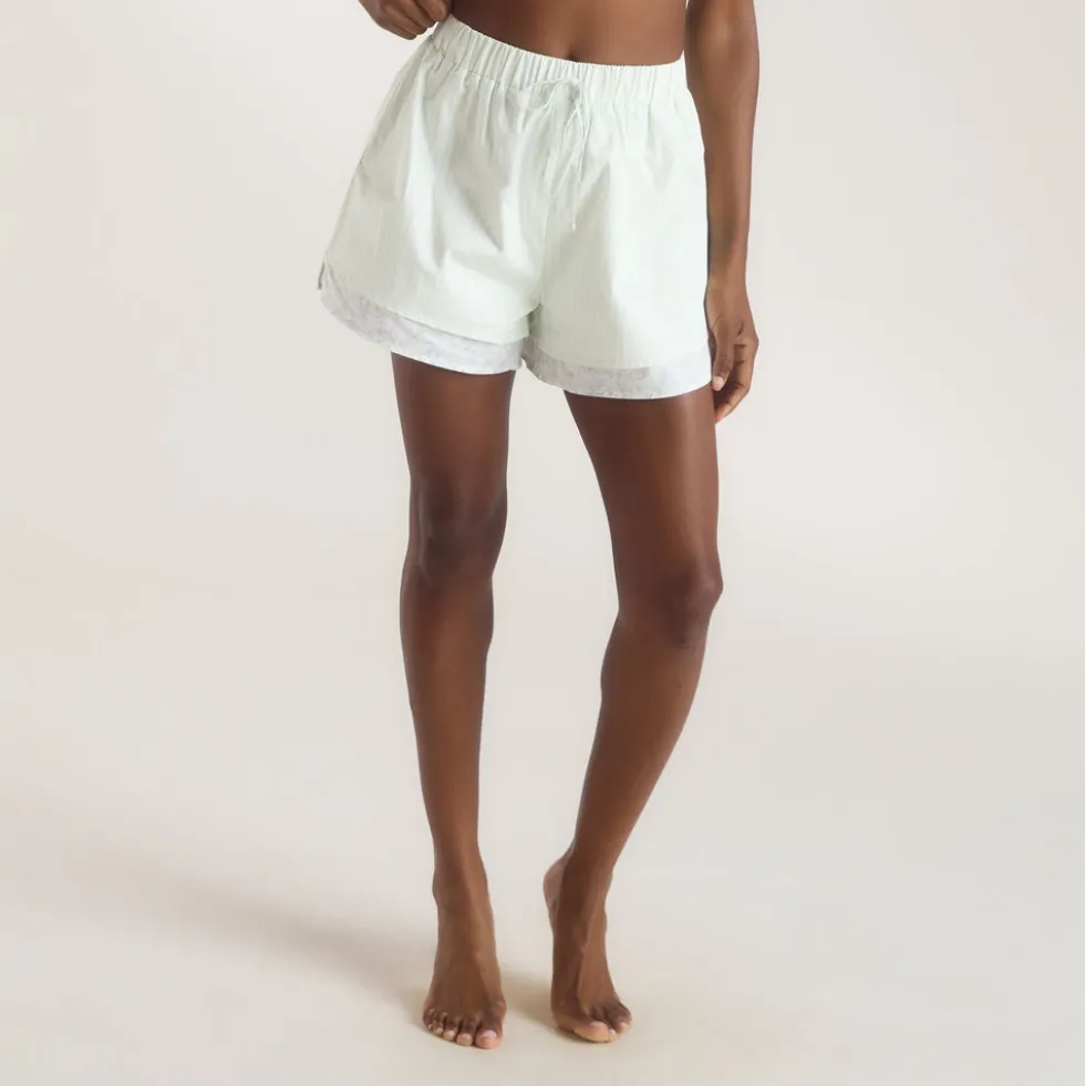 Bloom & Stripe Pyjamashort - Salbei