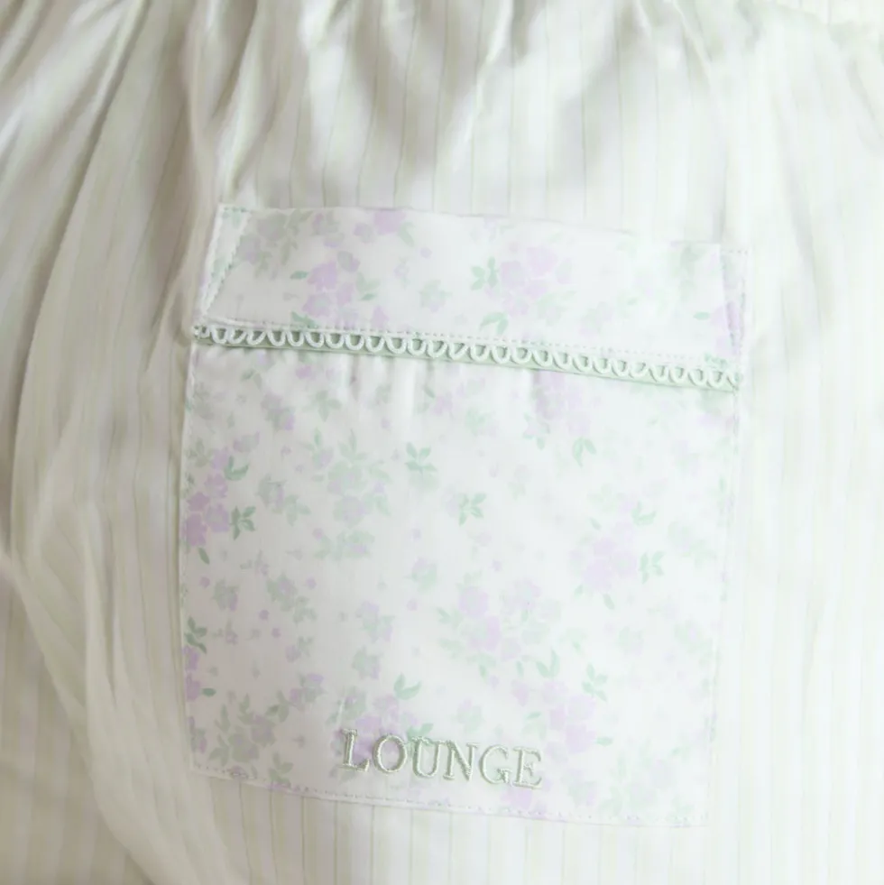 Bloom & Stripe Pyjamashort - Salbei