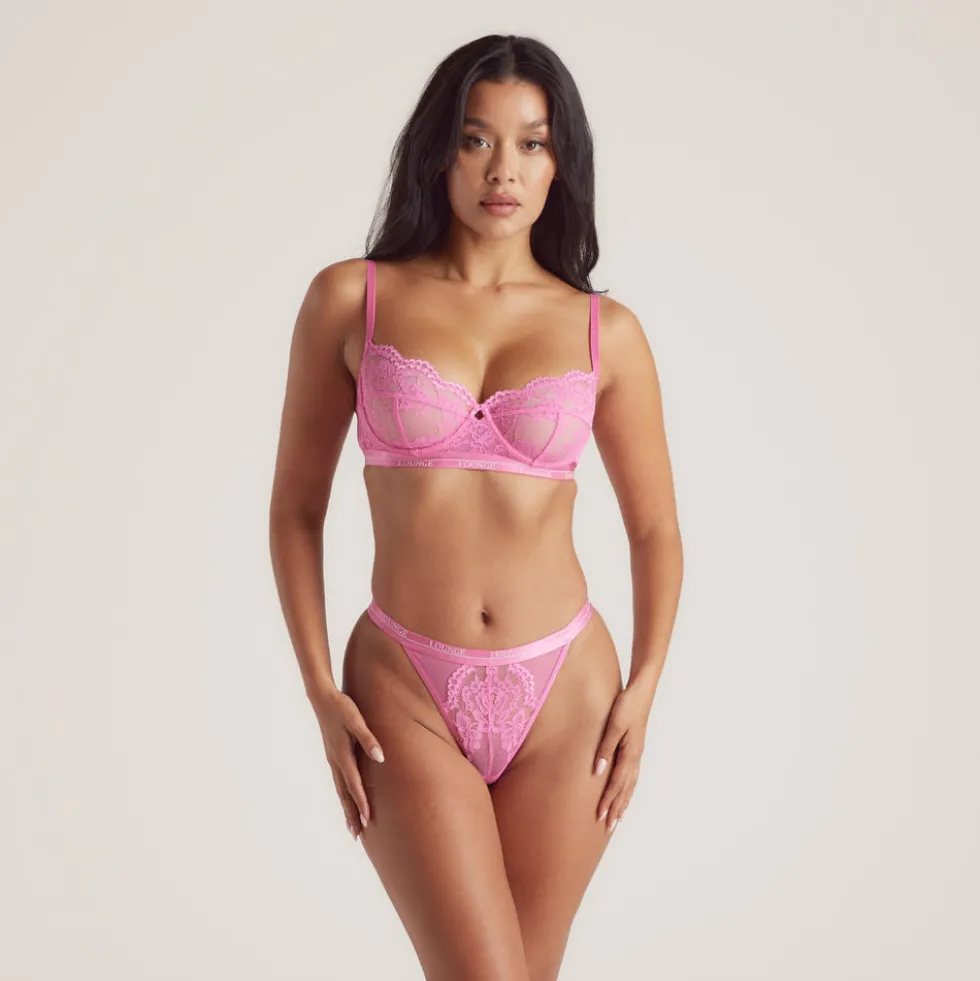 Blossom Balcony BH und String Set - Heißes Rosa