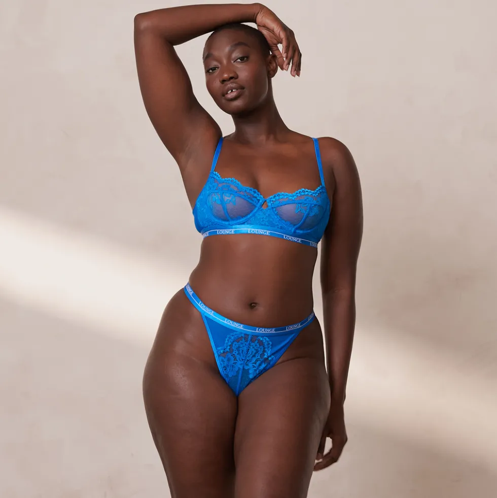 Blossom Balcony BH und String Set - Kobaltblau
