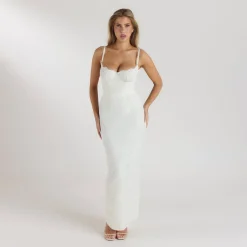 Blossom Maxikleid mit Body - Crèmefarben