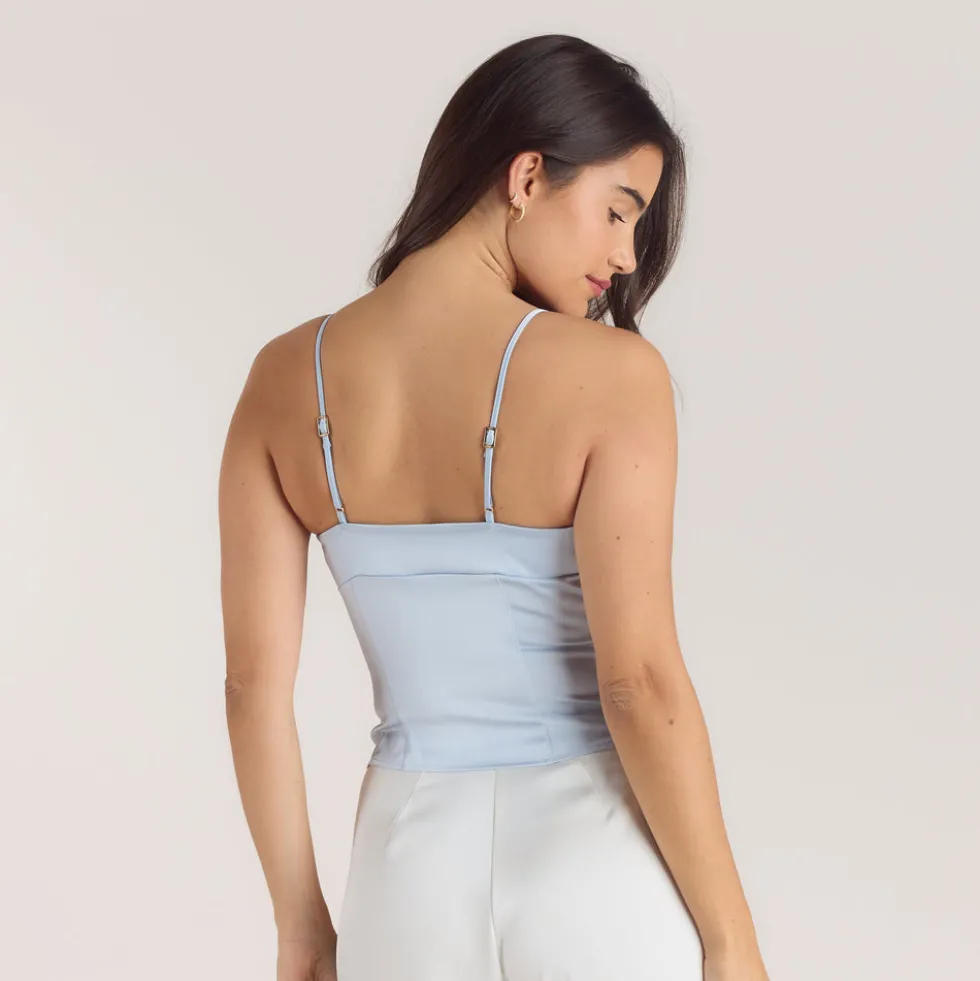 Cami mit Drapiertem Ausschnitt - Blau