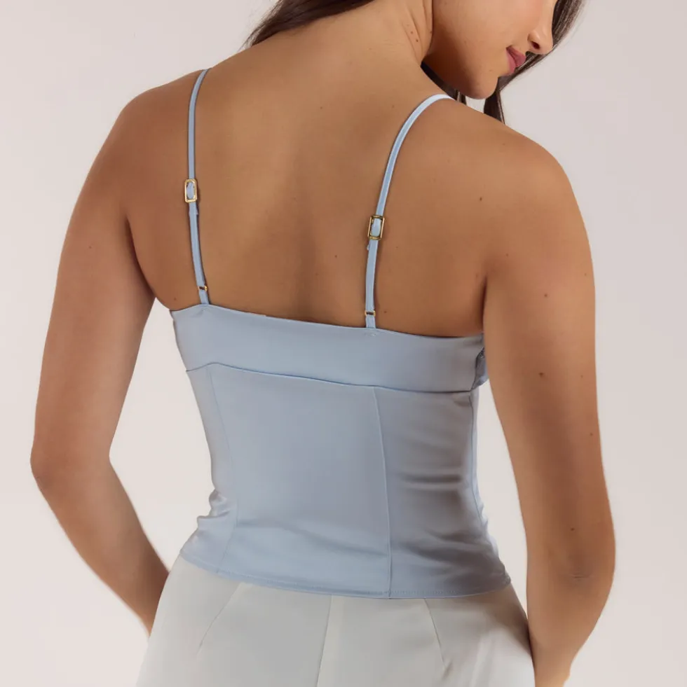 Cami mit Drapiertem Ausschnitt - Blau