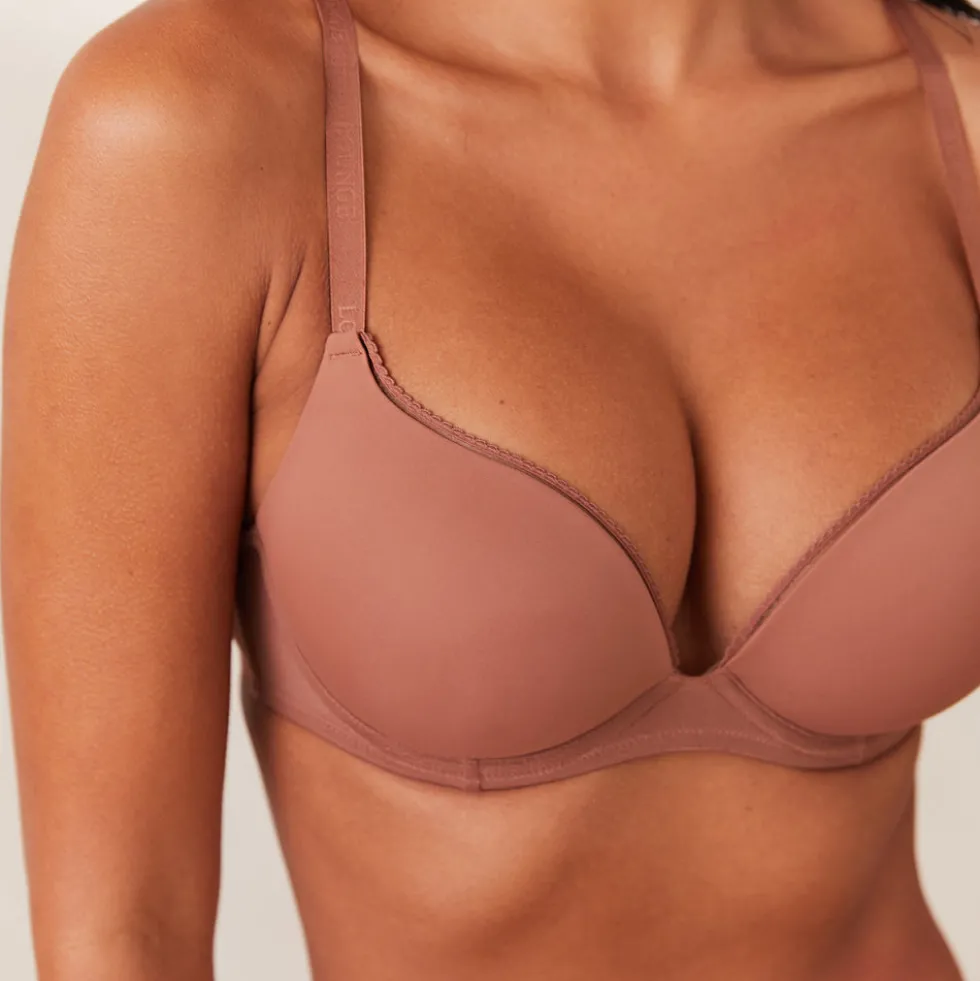 Comfort Push-Up T-shirt BH & String Set - Mokka