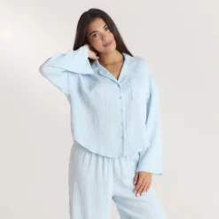 Crinkle Pyjamahemd - Blau