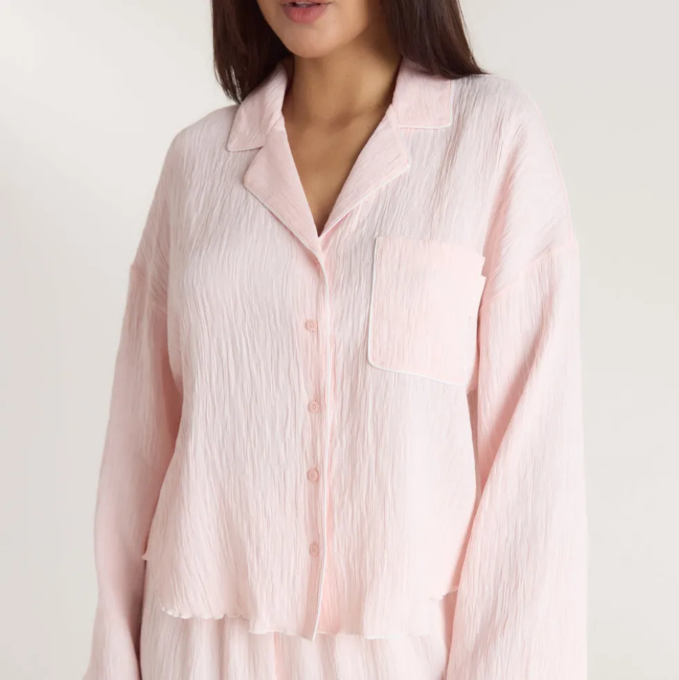 Crinkle Pyjamahemd - Rosa