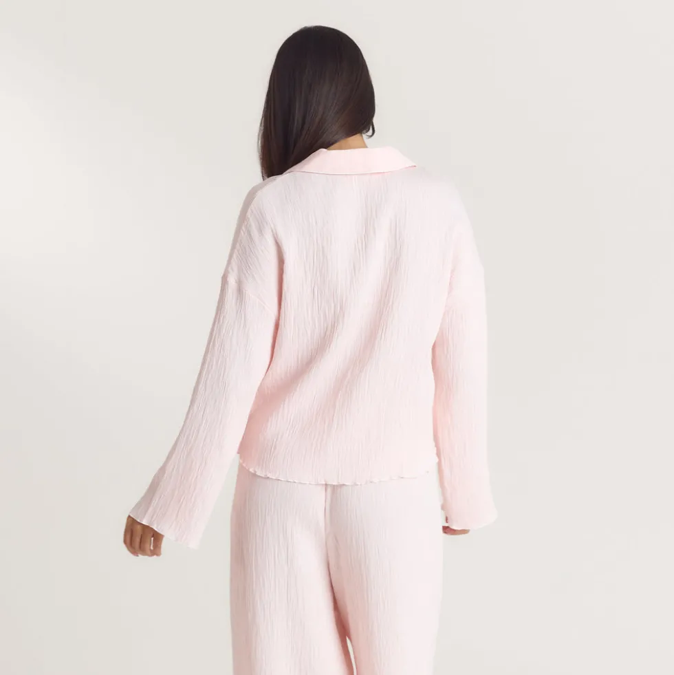 Crinkle Pyjamahemd - Rosa