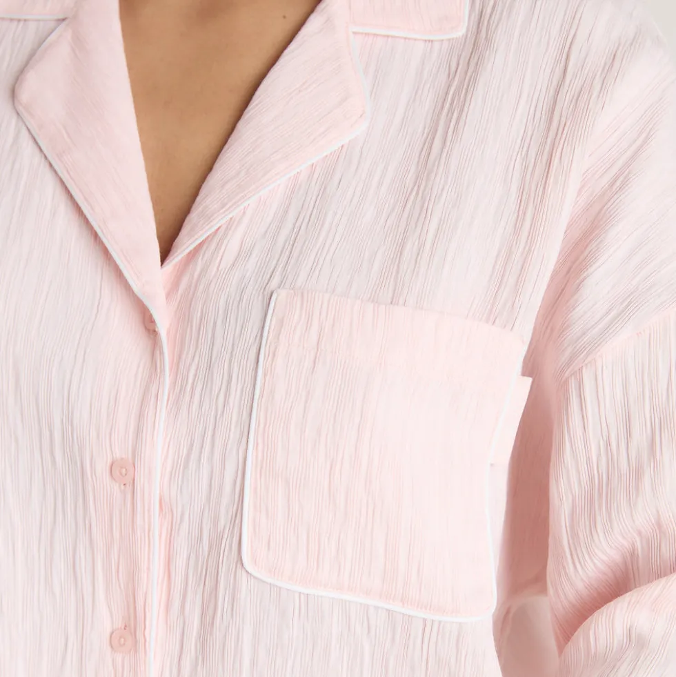 Crinkle Pyjamahemd - Rosa