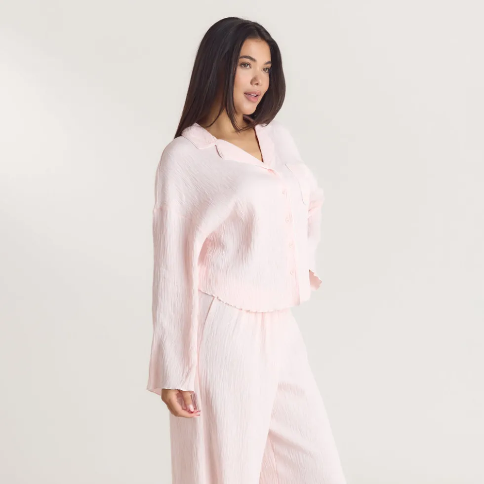 Crinkle Pyjamahemd - Rosa