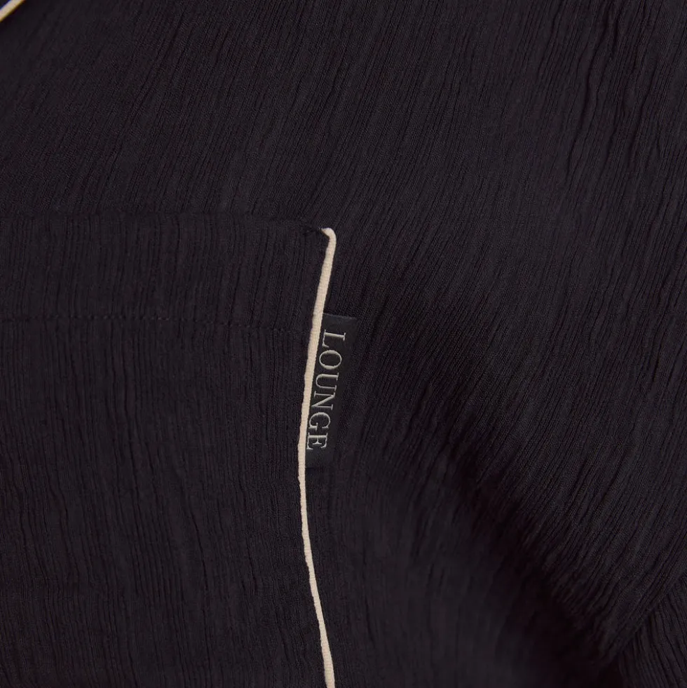 Crinkle Pyjamahemd - Schwarz