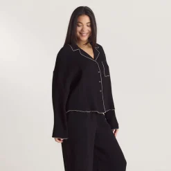 Crinkle Pyjamahemd - Schwarz