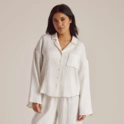Crinkle Pyjamahemd - Weiß