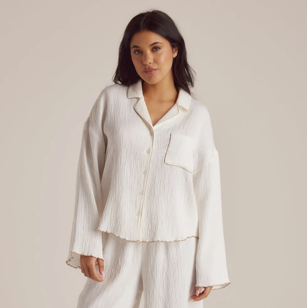 Crinkle Pyjamahemd - Weiß