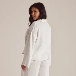 Crinkle Pyjamahemd - Weiß