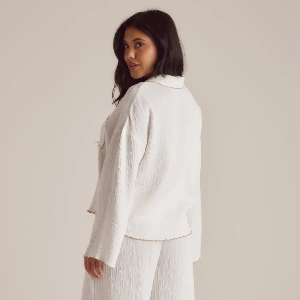 Crinkle Pyjamahemd - Weiß