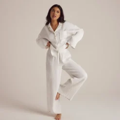 Crinkle Pyjamahemd - Weiß