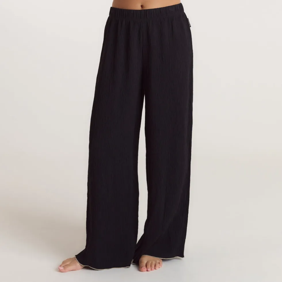 Crinkle Pyjamahose - Schwarz