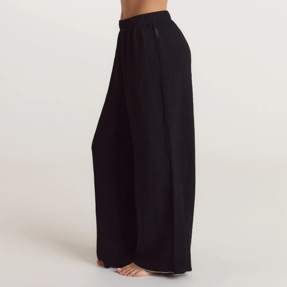 Crinkle Pyjamahose - Schwarz