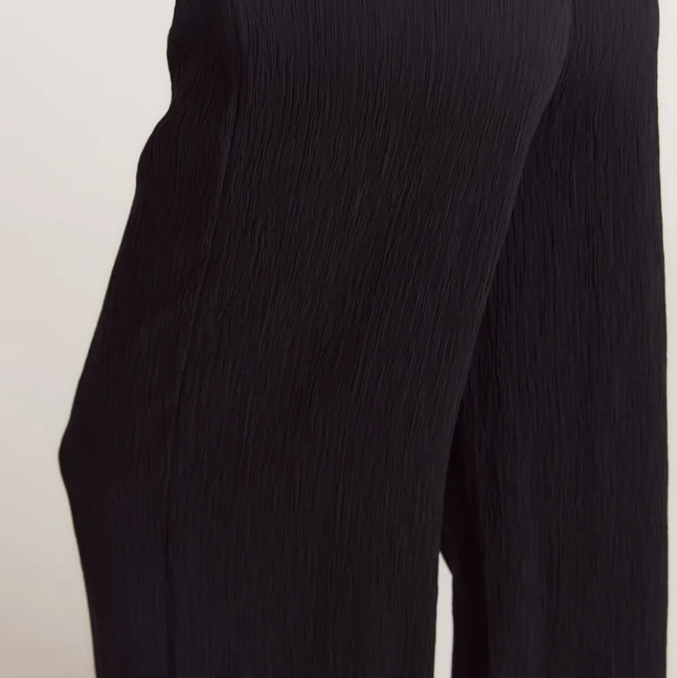 Crinkle Pyjamahose - Schwarz
