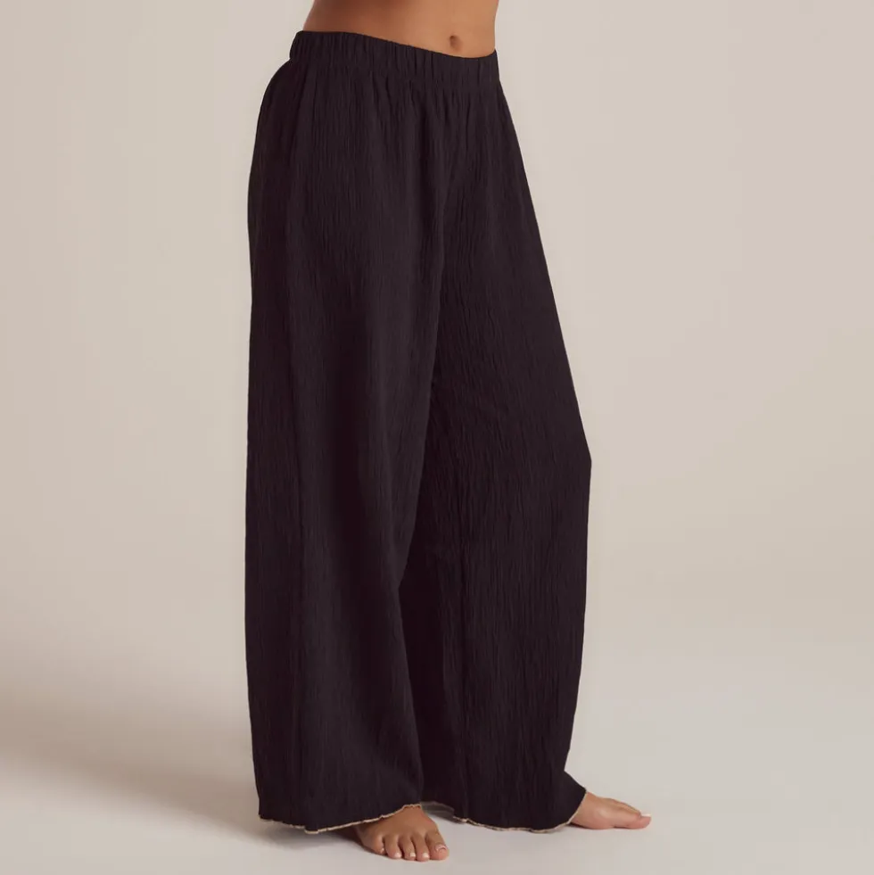 Crinkle Pyjamahose - Schwarz