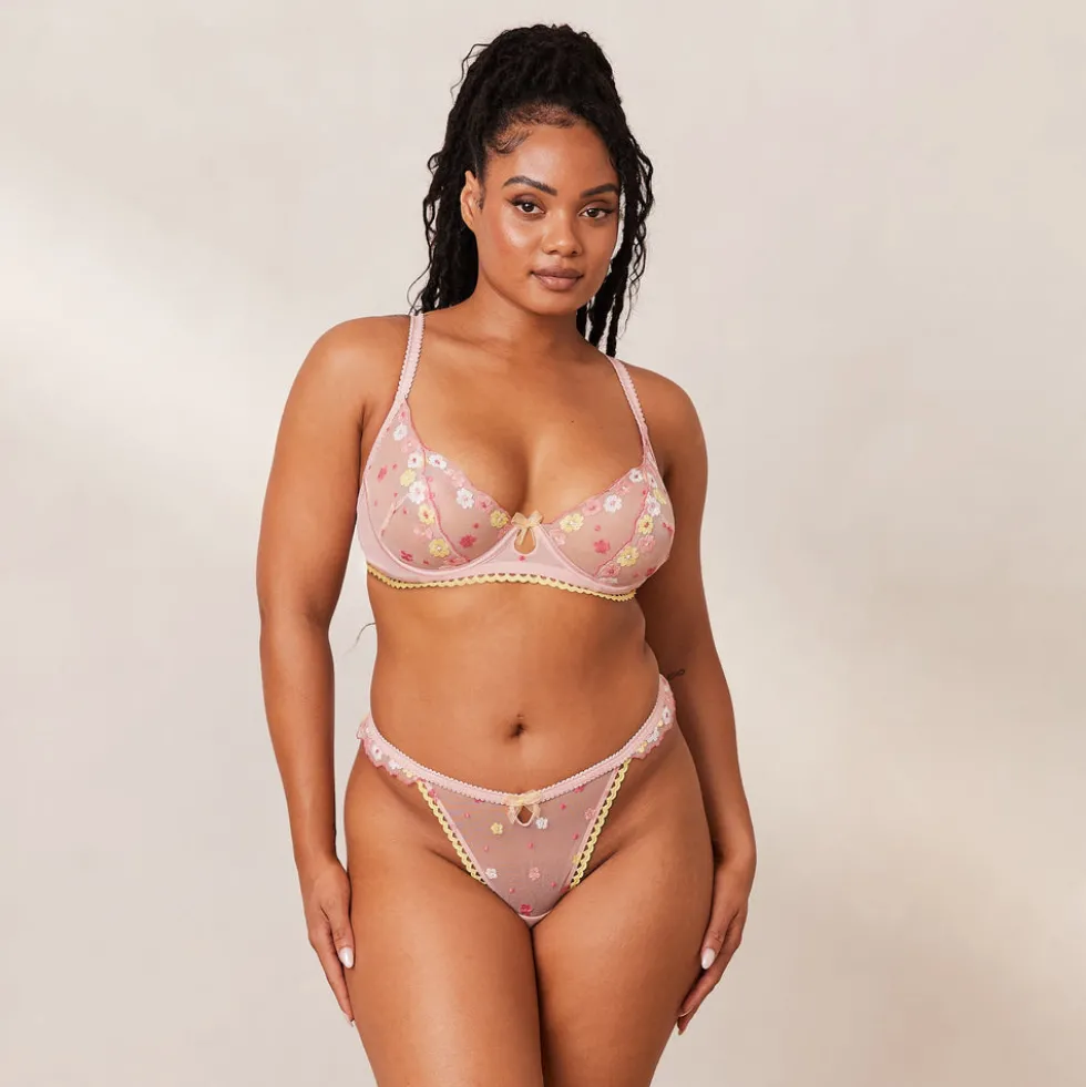 Fleur Balcony Bra und String Set - Rosa