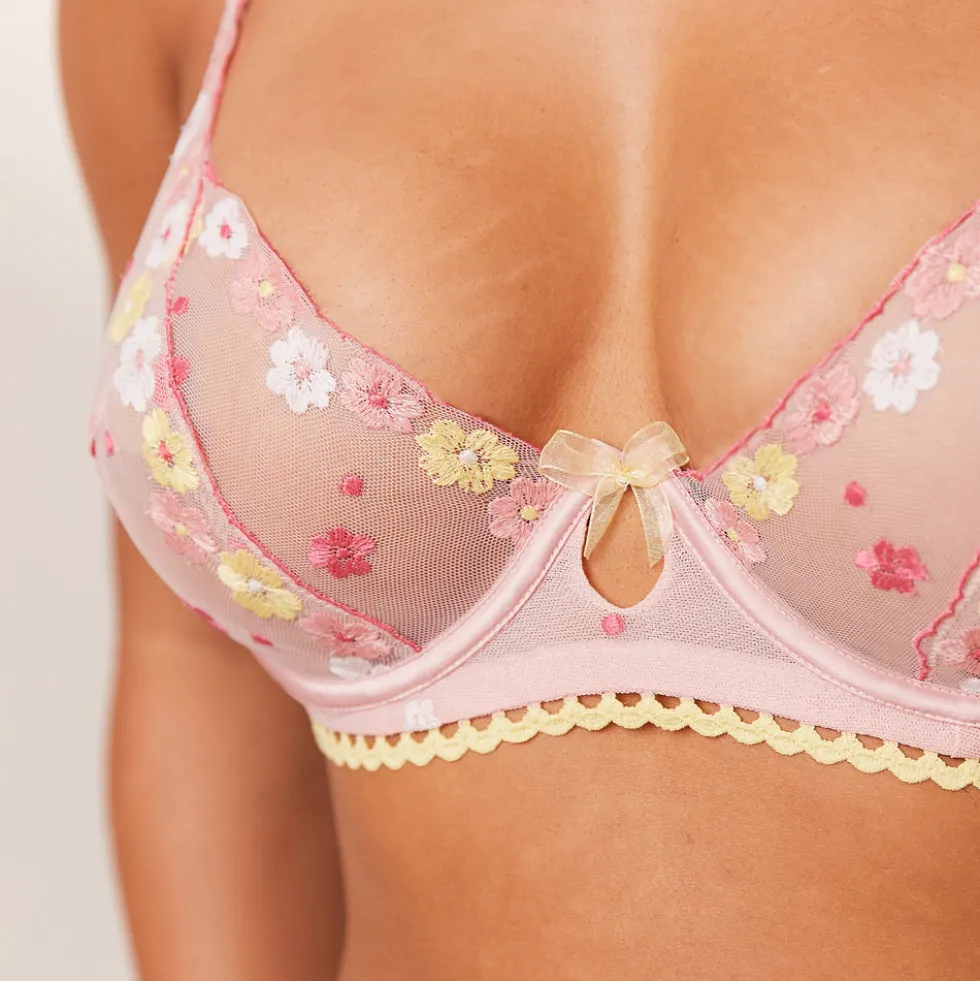 Fleur Balcony Bra und String Set - Rosa