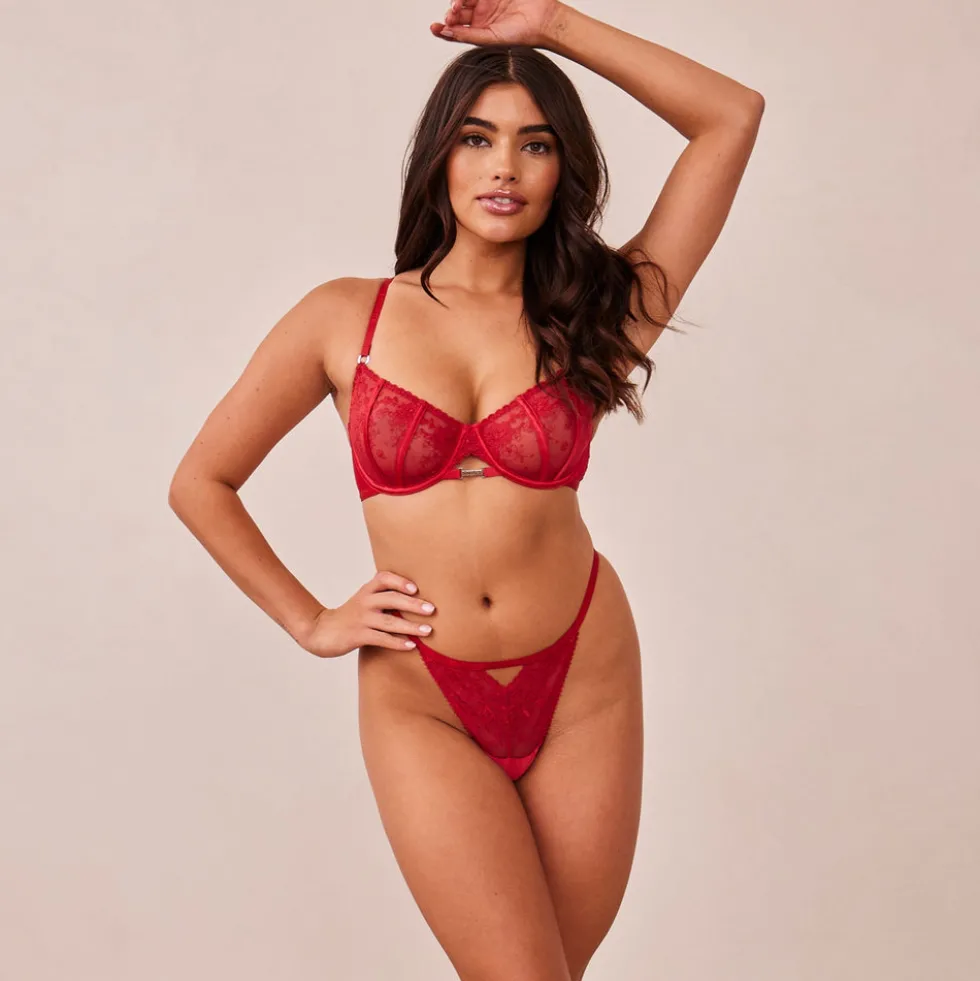 Flirt Balcony BH und String/Slip Set - Kastanienbraun