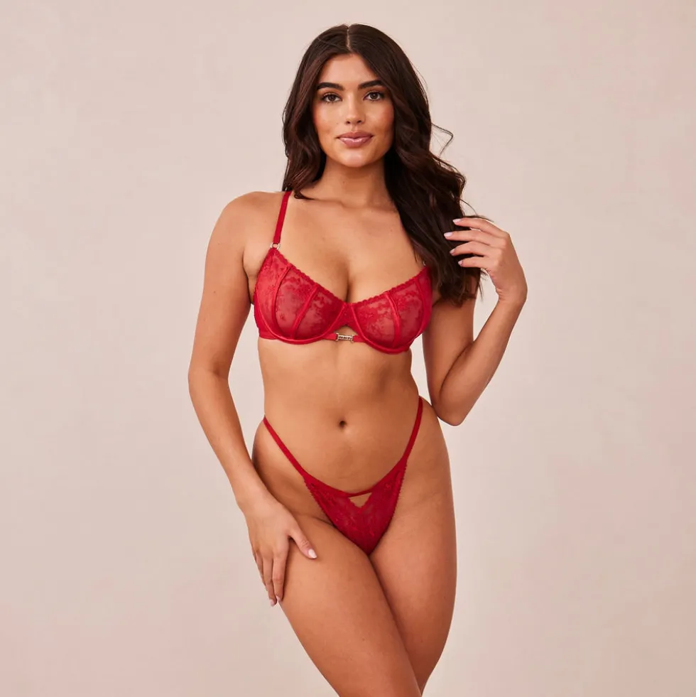 Flirt Balcony BH und String/Slip Set - Kastanienbraun