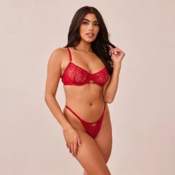 Flirt Balcony BH und String/Slip Set - Kastanienbraun