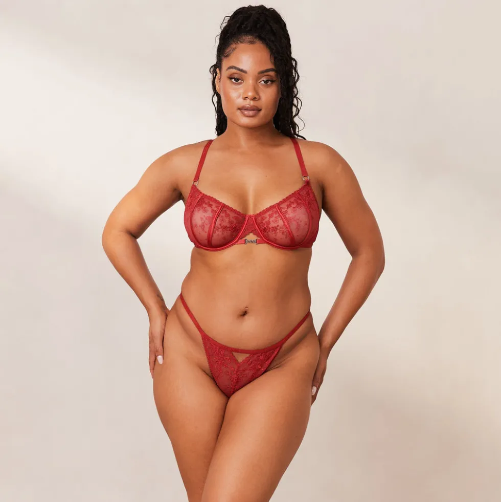 Flirt Balcony BH und String/Slip Set - Kastanienbraun