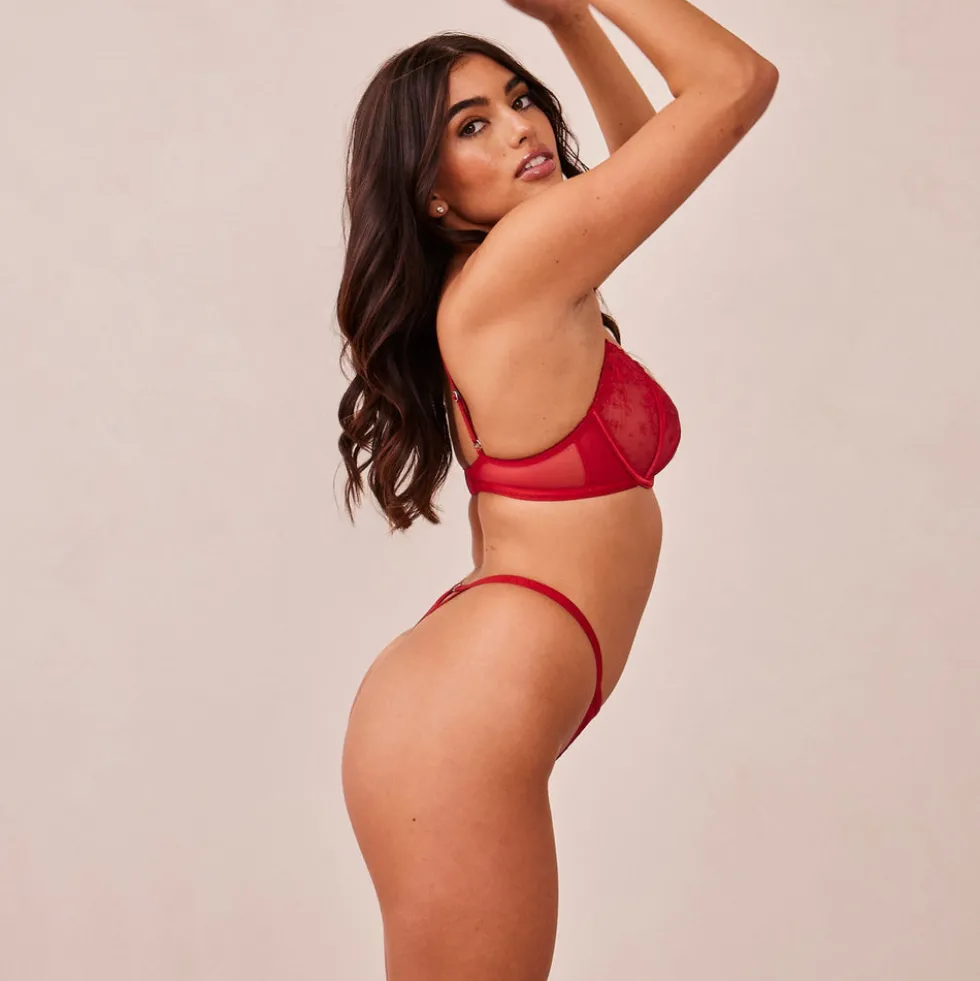 Flirt Balcony BH und String/Slip Set - Kastanienbraun